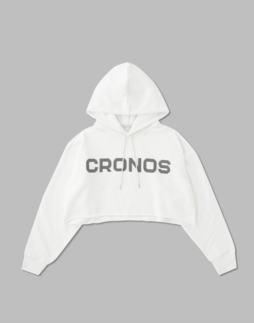 CRONOS WOMEN LOGO SHORT HOODIE【WHITE】