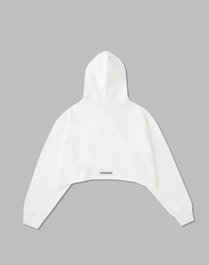 CRONOS WOMEN LOGO SHORT HOODIE【WHITE】