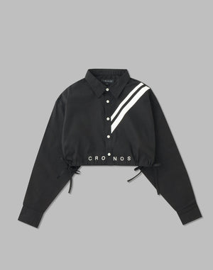 CRONOS WOMEN 2LINE SHORT SHIRTS【BLACK】