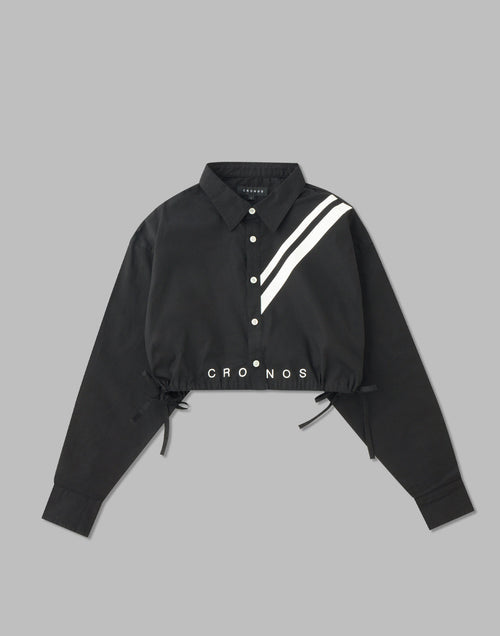 CRONOS WOMEN 2LINE SHORT SHIRTS【BLACK】