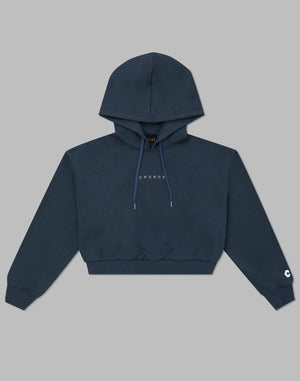 CRONOS WOMEN HEART LOGO SHORT HOODIE【NAVY】