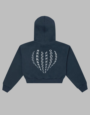 CRONOS WOMEN HEART LOGO SHORT HOODIE【NAVY】