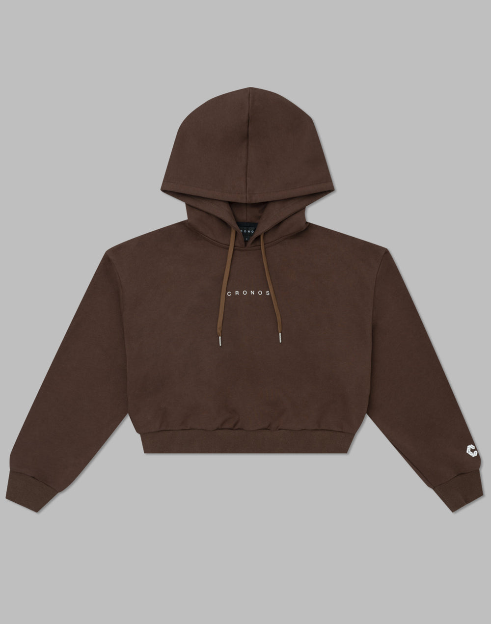 CRONOS WOMEN HEART LOGO SHORT HOODIE【BROWN】