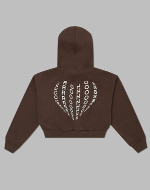 CRONOS WOMEN HEART LOGO SHORT HOODIE【BROWN】