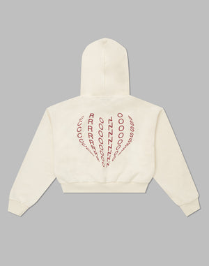 CRONOS WOMEN HEART LOGO SHORT HOODIE【WHITE】