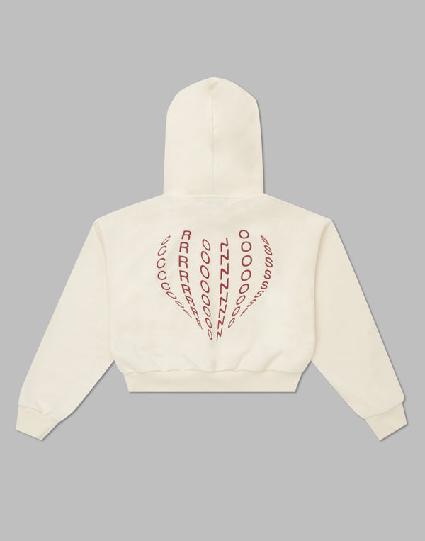CRONOS WOMEN HEART LOGO SHORT HOODIE【WHITE】