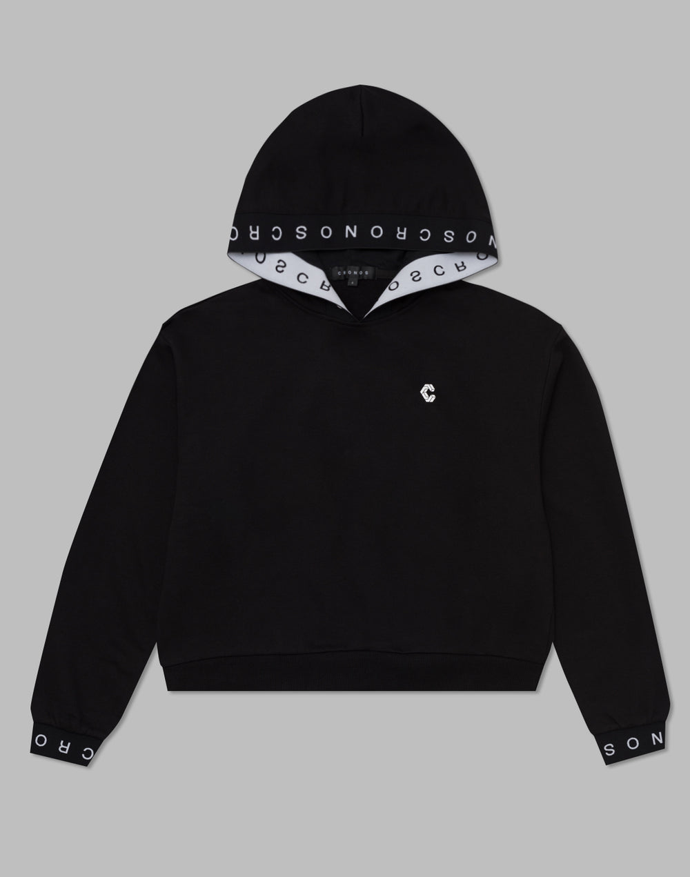CRONOS WOMEN LOGO JACQUARD HOODIE【BLACK】