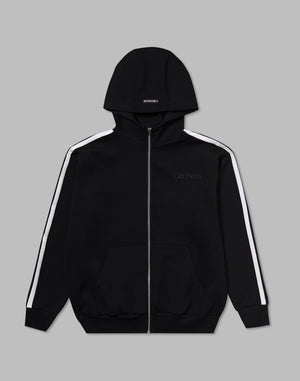 CRONOS DOUBLE STRIPES ZIP HOODIE【BLACK×WHITE】