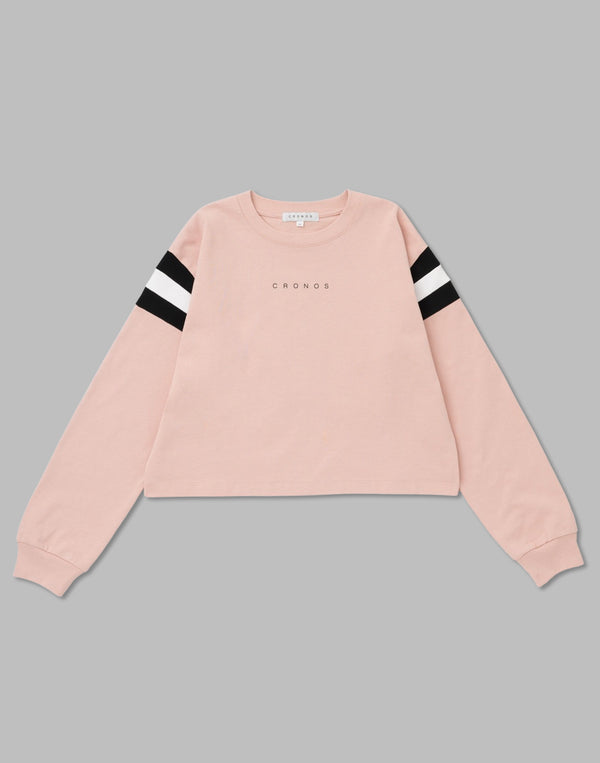 CRONOS WOMEN DIAGONAL LINE LONGSLEEVE【PINK】
