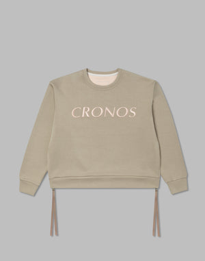 CRONOS WOMEN EMBROIDERY SWEAT【BEIGE】
