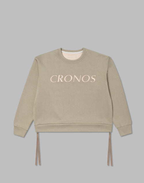 CRONOS WOMEN EMBROIDERY SWEAT【BEIGE】