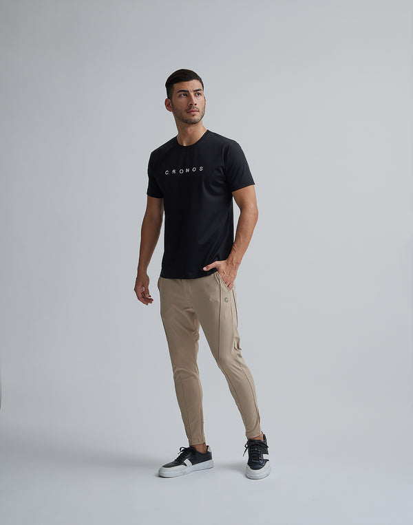 CRONOS BLACK PIN TUCK STRETCH PANTS