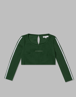 CRONOS WOMEN FRONT RIB LONG SLEEVE【GREEN】