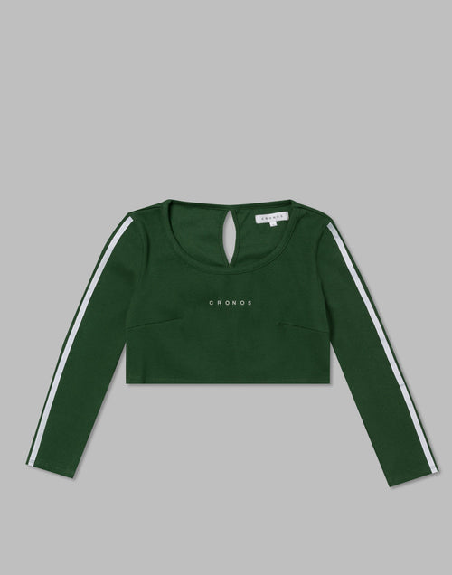 CRONOS WOMEN FRONT RIB LONG SLEEVE【GREEN】