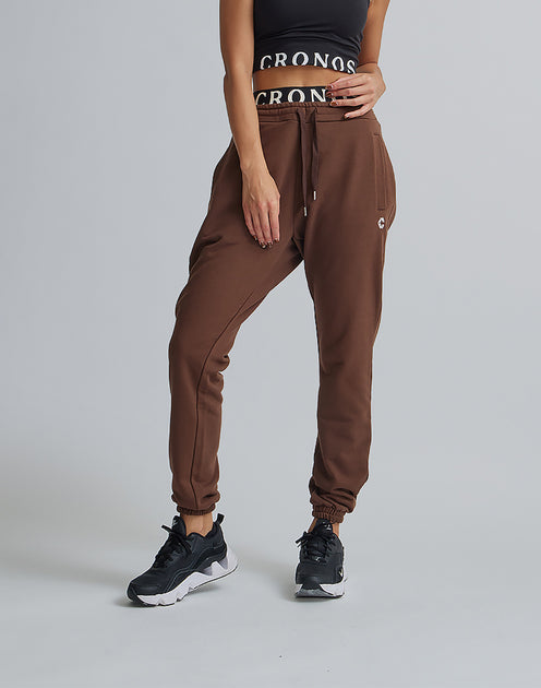 CRONOS WOMEN ORIGINAL WAIST SWEAT PANTS【BROWN】