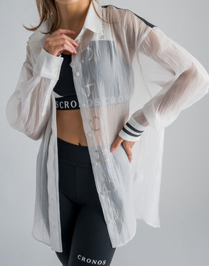 CRONOS WOMEN SHEER SHIRTS【WHITE】
