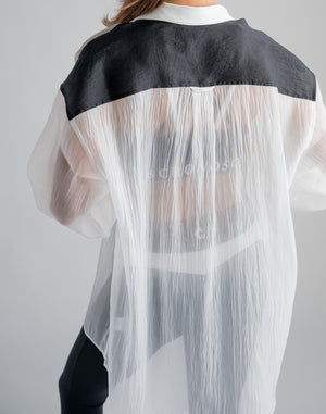 CRONOS WOMEN SHEER SHIRTS【WHITE】