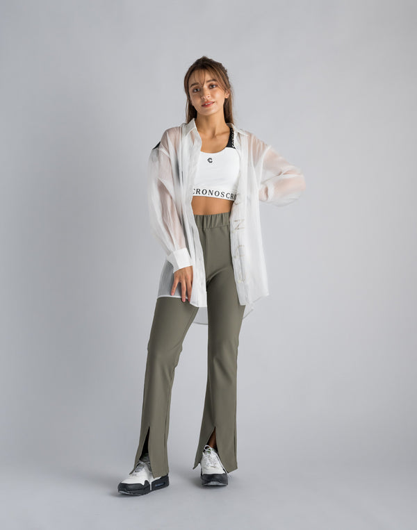 CRONOS WOMEN SHEER SHIRTS【WHITE】