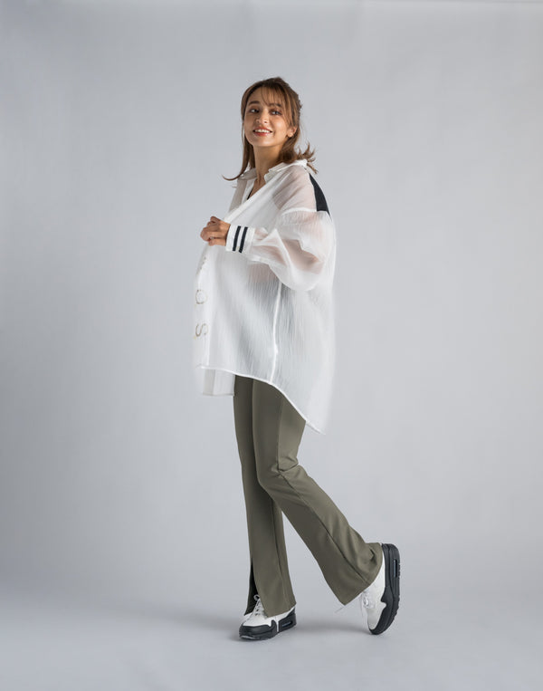 CRONOS WOMEN SHEER SHIRTS【WHITE】