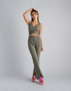 CRONOS WOMEN RIB GATHER BRA【KHAKI】