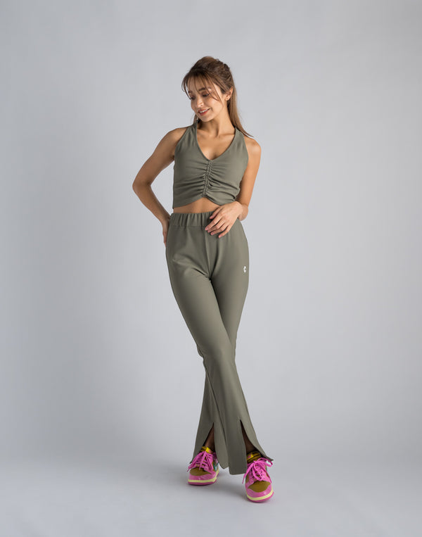 CRONOS WOMEN RIB GATHER BRA【KHAKI】