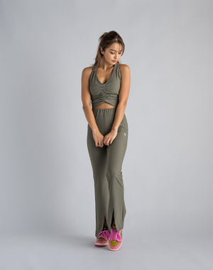 CRONOS WOMEN RIB GATHER BRA【KHAKI】