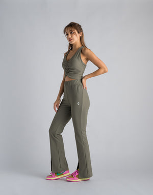 CRONOS WOMEN RIB GATHER BRA【KHAKI】