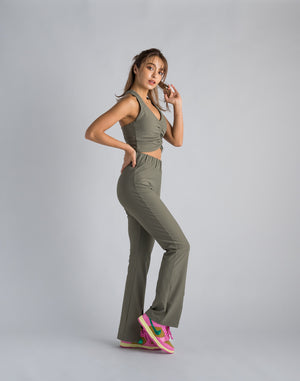 CRONOS WOMEN RIB GATHER BRA【KHAKI】