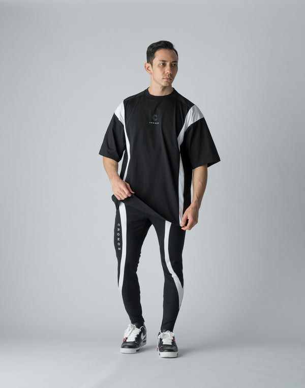 CRONOS BOTHSIDE SWITCHING OVERSIZE T-SHIRT【BLACK】