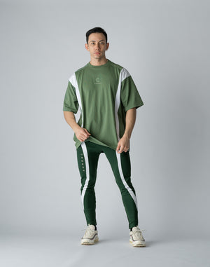 CRONOS BOTHSIDE SWITCHING OVERSIZE T-SHIRT【C.GREEN】