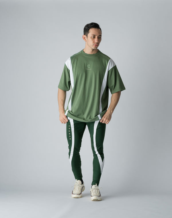 CRONOS BOTHSIDE SWITCHING OVERSIZE T-SHIRT【C.GREEN】