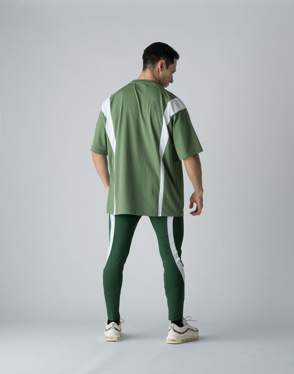 CRONOS BOTHSIDE SWITCHING OVERSIZE T-SHIRT【C.GREEN】