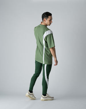 CRONOS BOTHSIDE SWITCHING OVERSIZE T-SHIRT【C.GREEN】