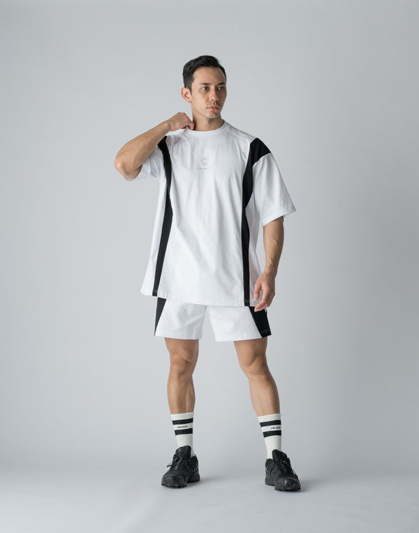 CRONOS BOTHSIDE SWITCHING OVERSIZE T-SHIRT【WHITE】
