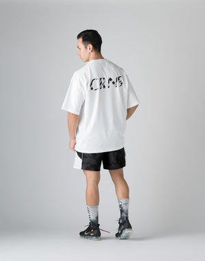 CRONOS  STRIPED PATTERN OVERSIZE T-SHIRT【WHITE】