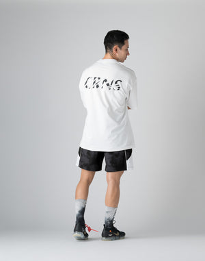 CRONOS  STRIPED PATTERN OVERSIZE T-SHIRT【WHITE】