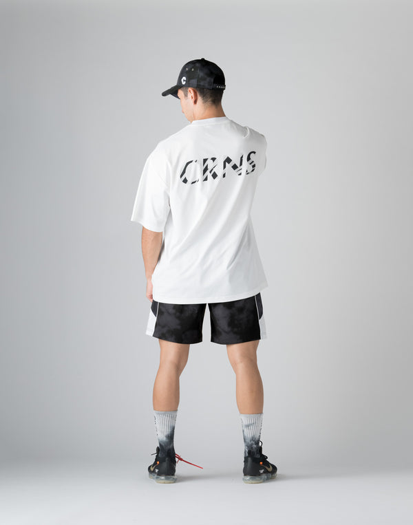CRONOS  STRIPED PATTERN OVERSIZE T-SHIRT【WHITE】