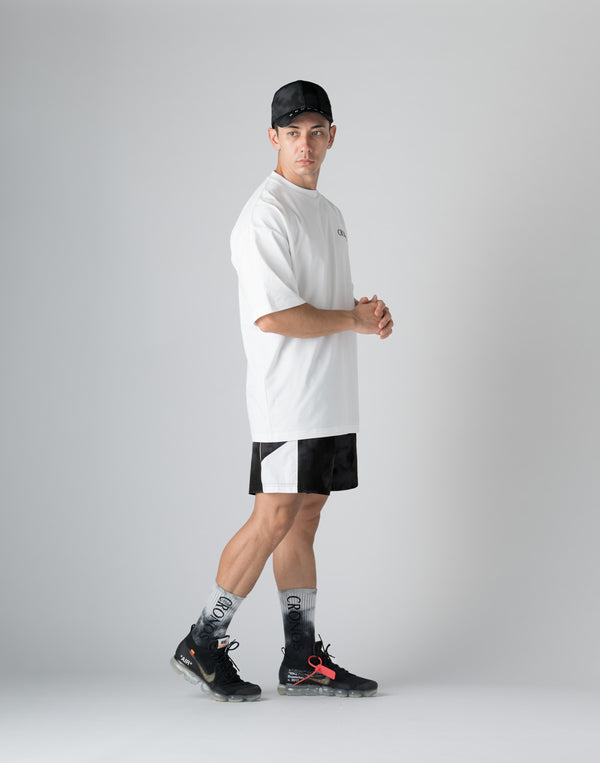 CRONOS  STRIPED PATTERN OVERSIZE T-SHIRT【WHITE】