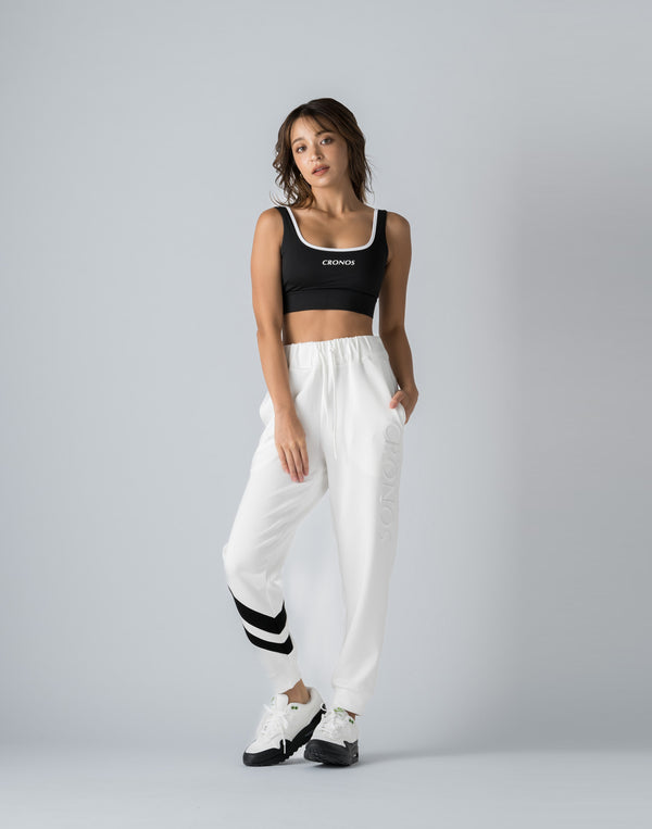 CRONOS WOMEN BACK CROSS BRA【BLACK×WHITE】