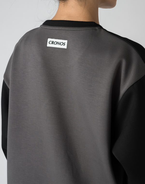 CRONOS WOMEN EMBROIDERY SWEAT【BEIGE】