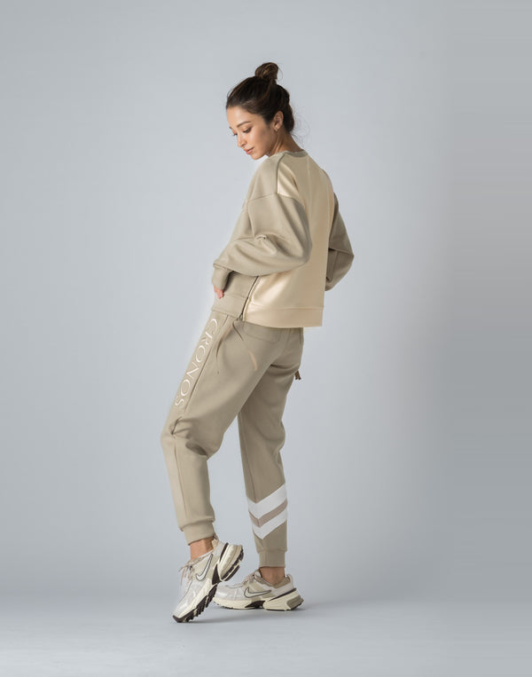 CRONOS WOMEN EMBROIDERY SWEAT【BEIGE】