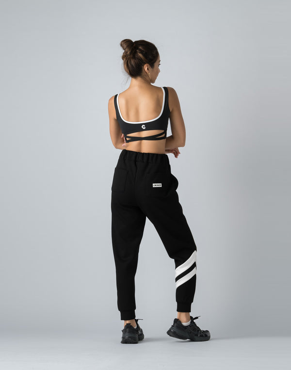 CRONOS WOMEN BACK CROSS BRA【BLACK×WHITE】