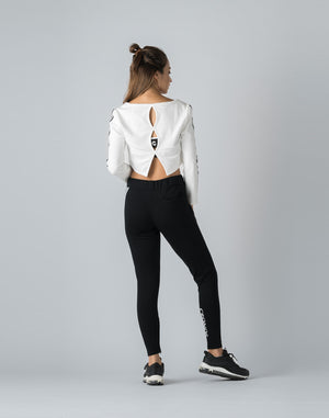 CRONOS WOMEN FRONT RIB LONG SLEEVE【WHITE】