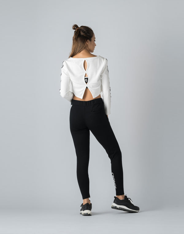 CRONOS WOMEN FRONT RIB LONG SLEEVE【WHITE】