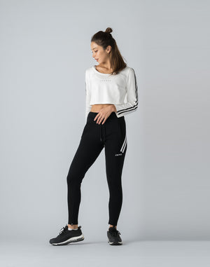 CRONOS WOMEN FRONT RIB LONG SLEEVE【WHITE】