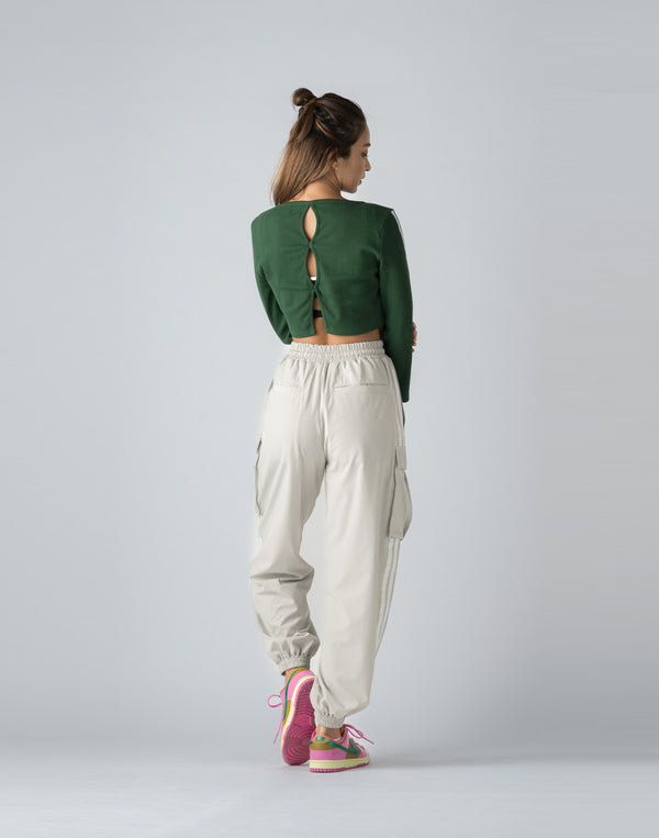 CRONOS WOMEN FRONT RIB LONG SLEEVE【GREEN】