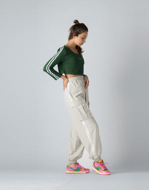 CRONOS WOMEN FRONT RIB LONG SLEEVE【GREEN】