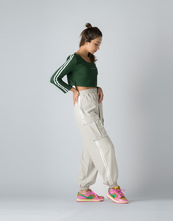 CRONOS WOMEN FRONT RIB LONG SLEEVE【GREEN】