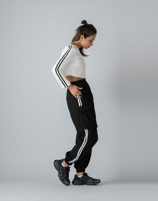 CRONOS WOMEN FRONT RIB LONG SLEEVE【WHITE】