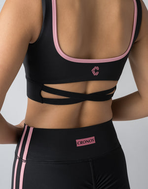 CRONOS WOMEN BACK CROSS BRA【BLACK×WHITE】